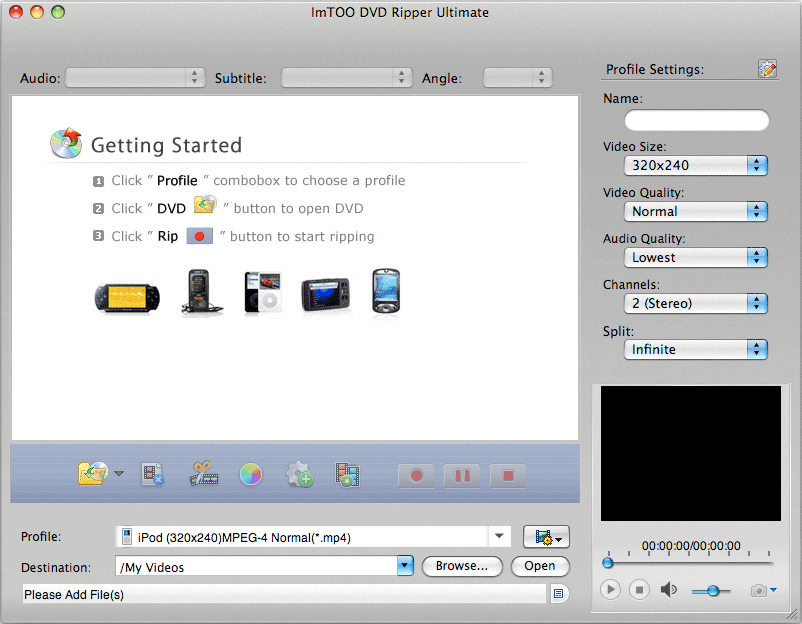 Screenshot vom Programm: ImTOO DVD Ripper Standard for Mac