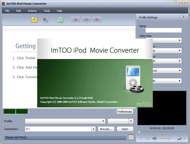 Screenshot vom Programm: ImTOO iPod Converter