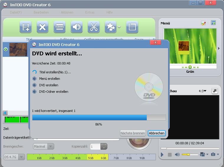Screenshot vom Programm: ImTOO DVD Creator 6